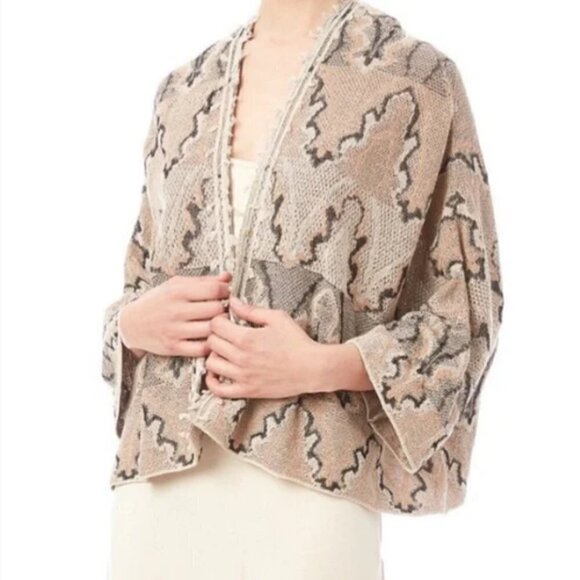 Free People Multi Tan Butterfly Kimono Knit Boho Cardigan Sweater Size XS - Picture 2 of 7